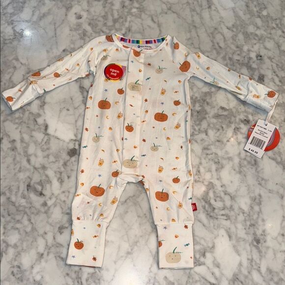 NWT MAGNETIC ME FALL PUMPKIN MODAL COVERALL FOOTIE - Picture 1 of 5